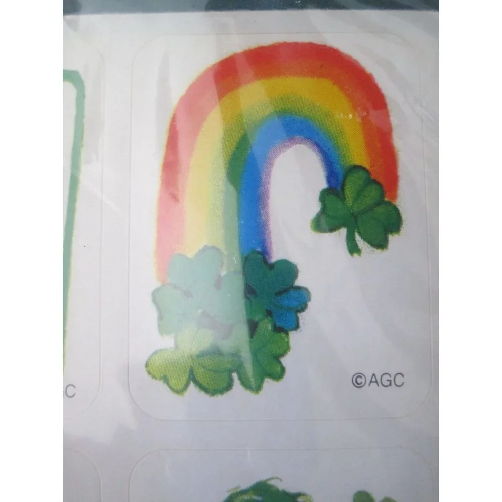 Good Luck Care Bear Shamrock St Patricks Day Vintage Stickers Two Sheets Used - Picture 12 of 13